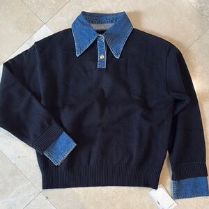 Commense Navy Sweater with Blue Collar